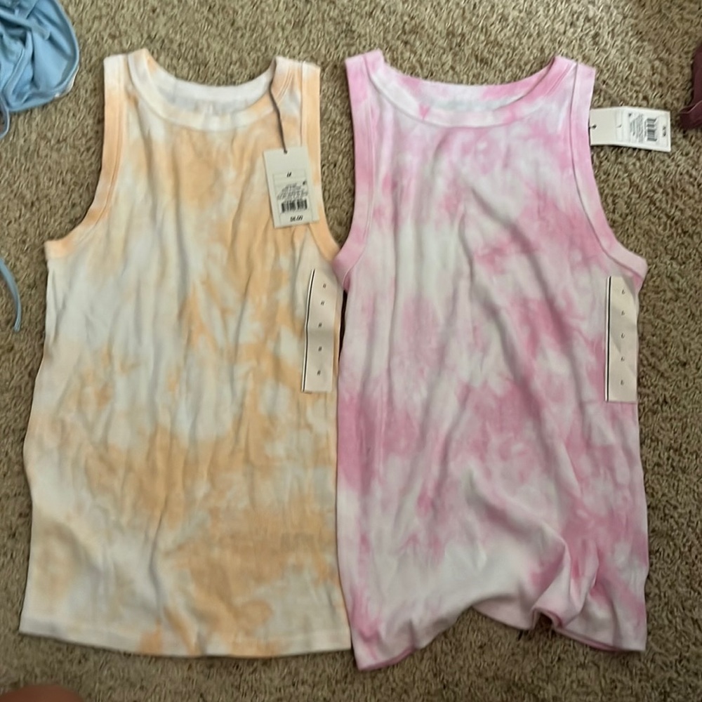 two tie dye tank tops size large and medium